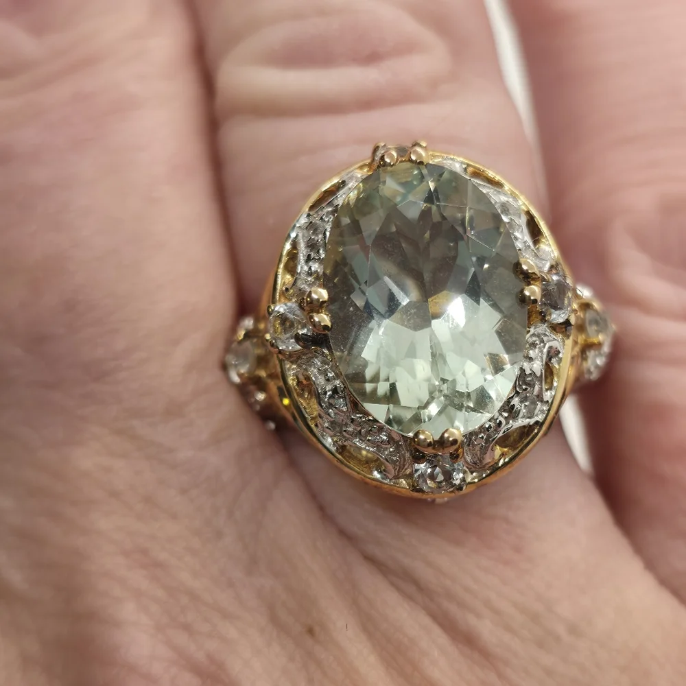 Like New Spectacular Rare Estate Victoria Wieck Genuine Prasiolite Ring - Picture 13 of 15
